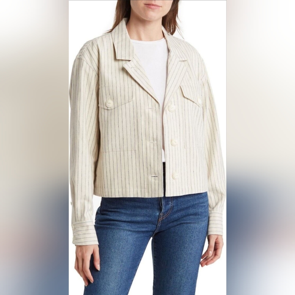 NWT RAG & BONE Jessie Cropped Shirt Jacket in Natural Stripe